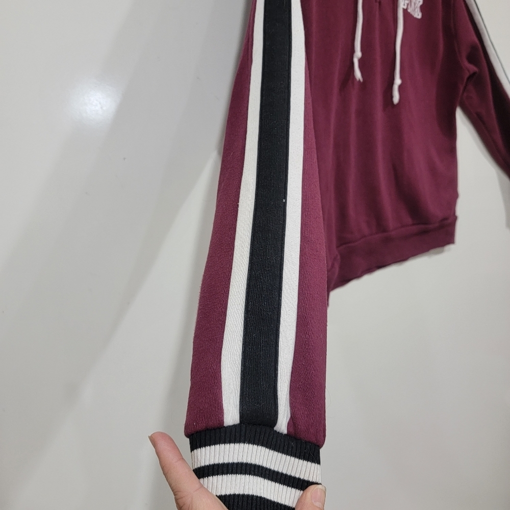 Victoria Secret Pink Maroon Lace Up Hoodie With Pockets, Size XSmall. - Picture 6 of 9